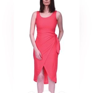 Michael Kors Pink Lined Pull-over Tie Waist Sleeveless Scoop Neck Wrap Dress NWT